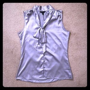 Silver sateen tie front blouse